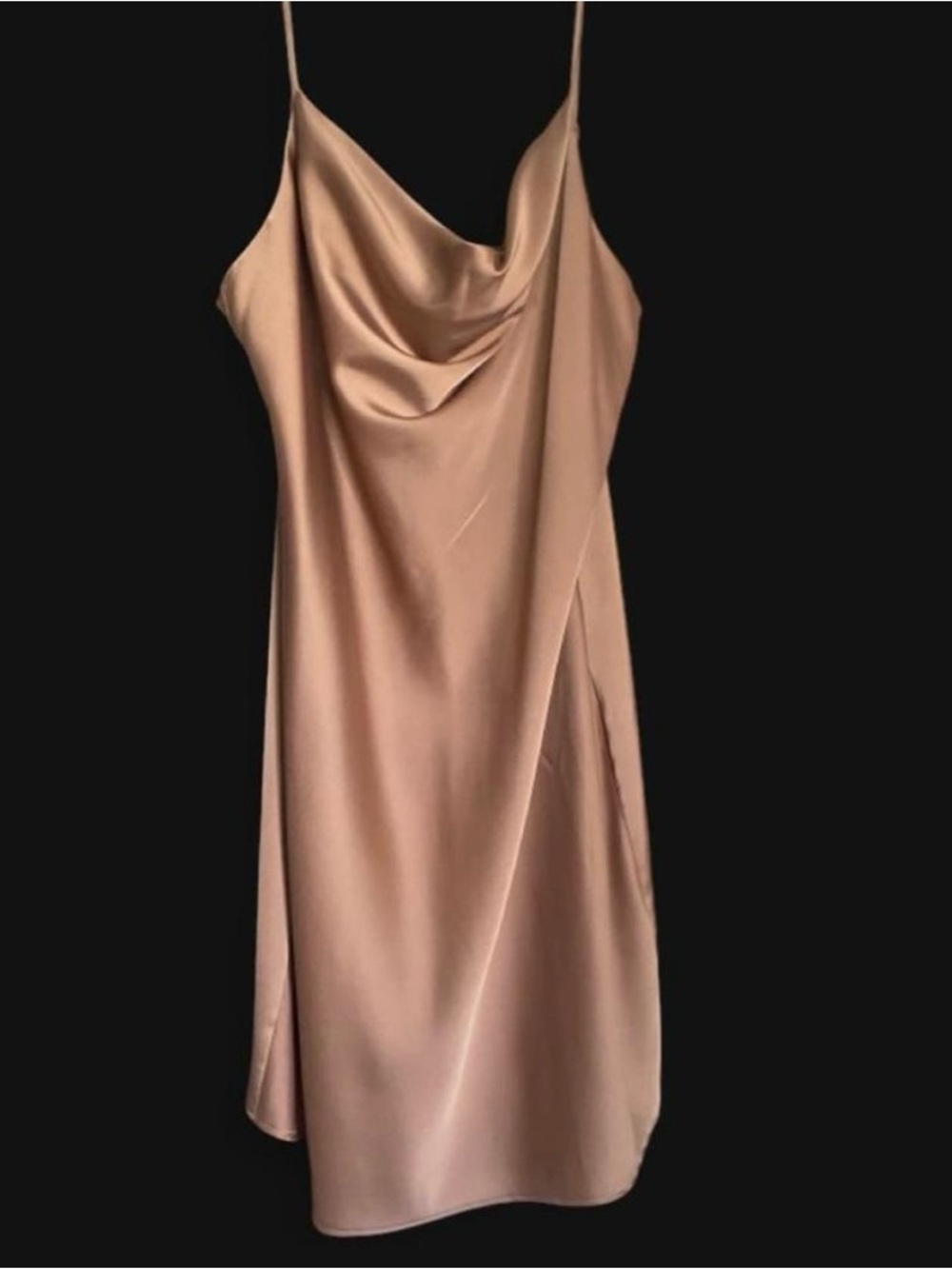Urban Outfitters Satin Cowl Slip Dress in tan